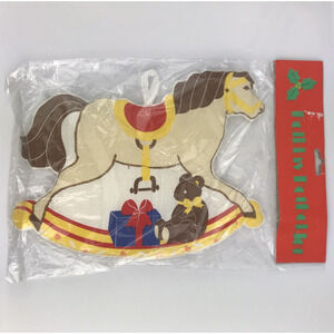 Vintage Ocean Desert Sales Holiday Potholder Rocking Horse Bear Christmas NOS